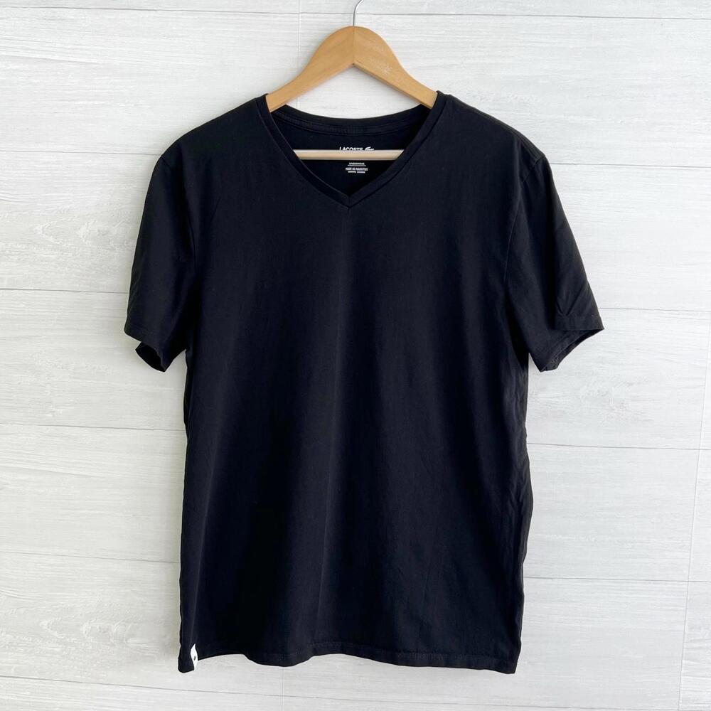 Lacoste - Black v-neck short sleeve lounge undershirt t-shirt, XL